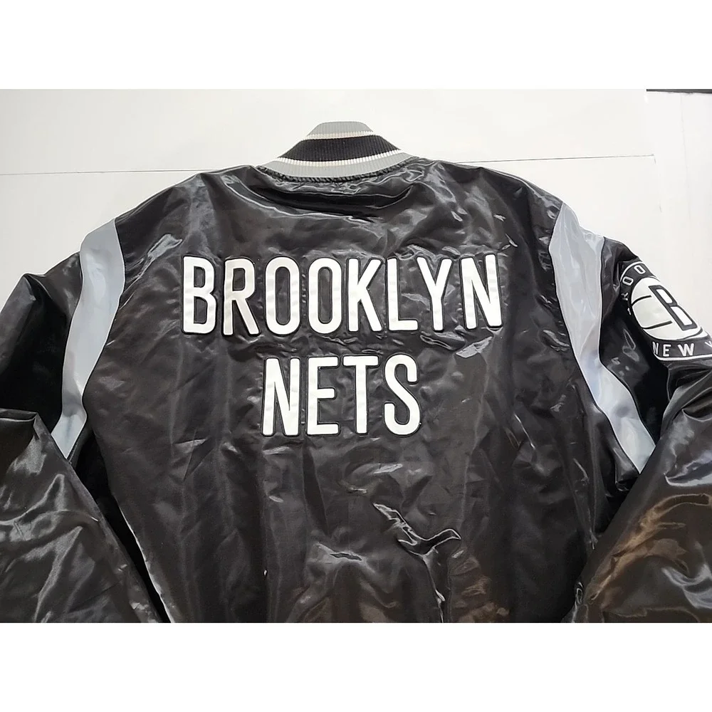 NBA‎ Starter Brooklyn Nets Team Satin Snap Up Jacket Mens 2XL